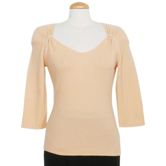 Orange 100% Cashmere V-Neck Sweater L - Picture 1 of 3